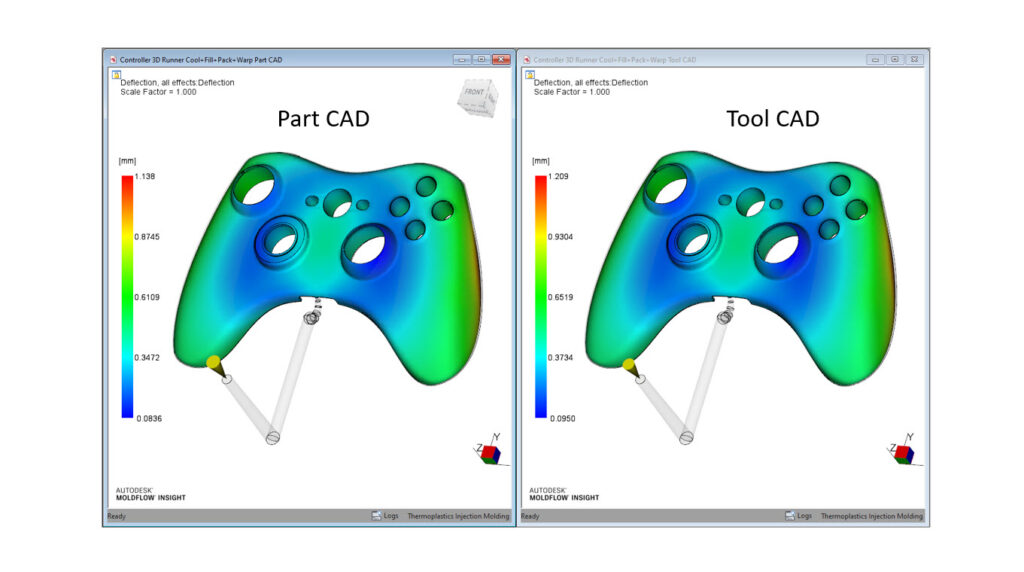 Sie können den Vergleich zwischen dem Teil-CAD und dem TOOl-CAD sowie eine Skala mit unterschiedlichen Zahlen sehen